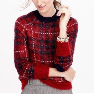 J. Crew Red and Navy Plaid Sweater